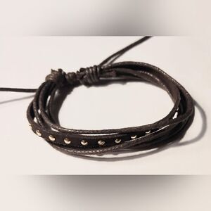 Men's‎ bracelet leather braided layered brown new d45